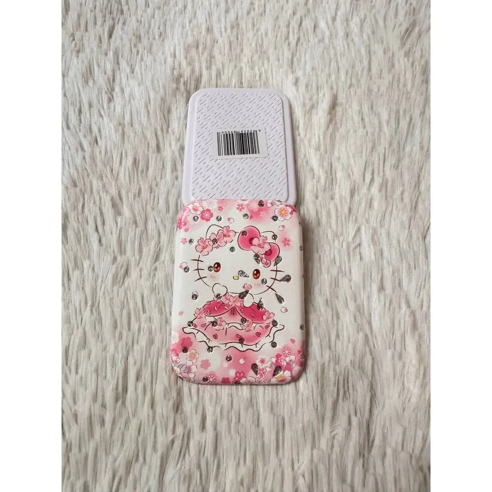 Hello Kitty pink white dress flowers & hearts compact mirror doble side sparkly